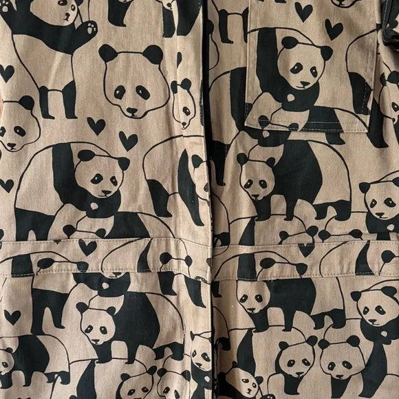 Nooworks Rare Tan/Taupe and Black Panda Pattern Jumpsuit Sz Small - Picture 7 of 14